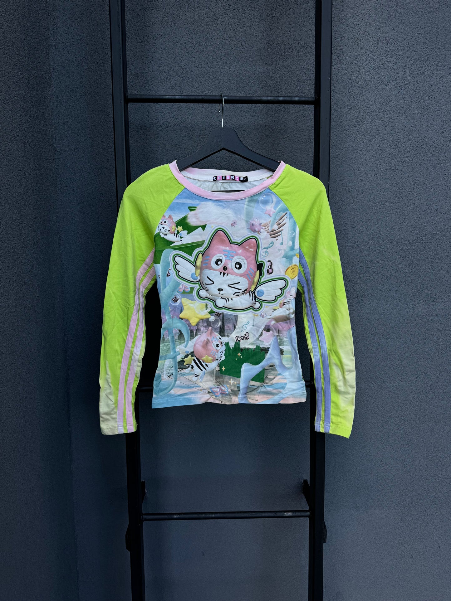 Japanese Brand Cyber Y2K All Over Print Longsleeve [S/M]