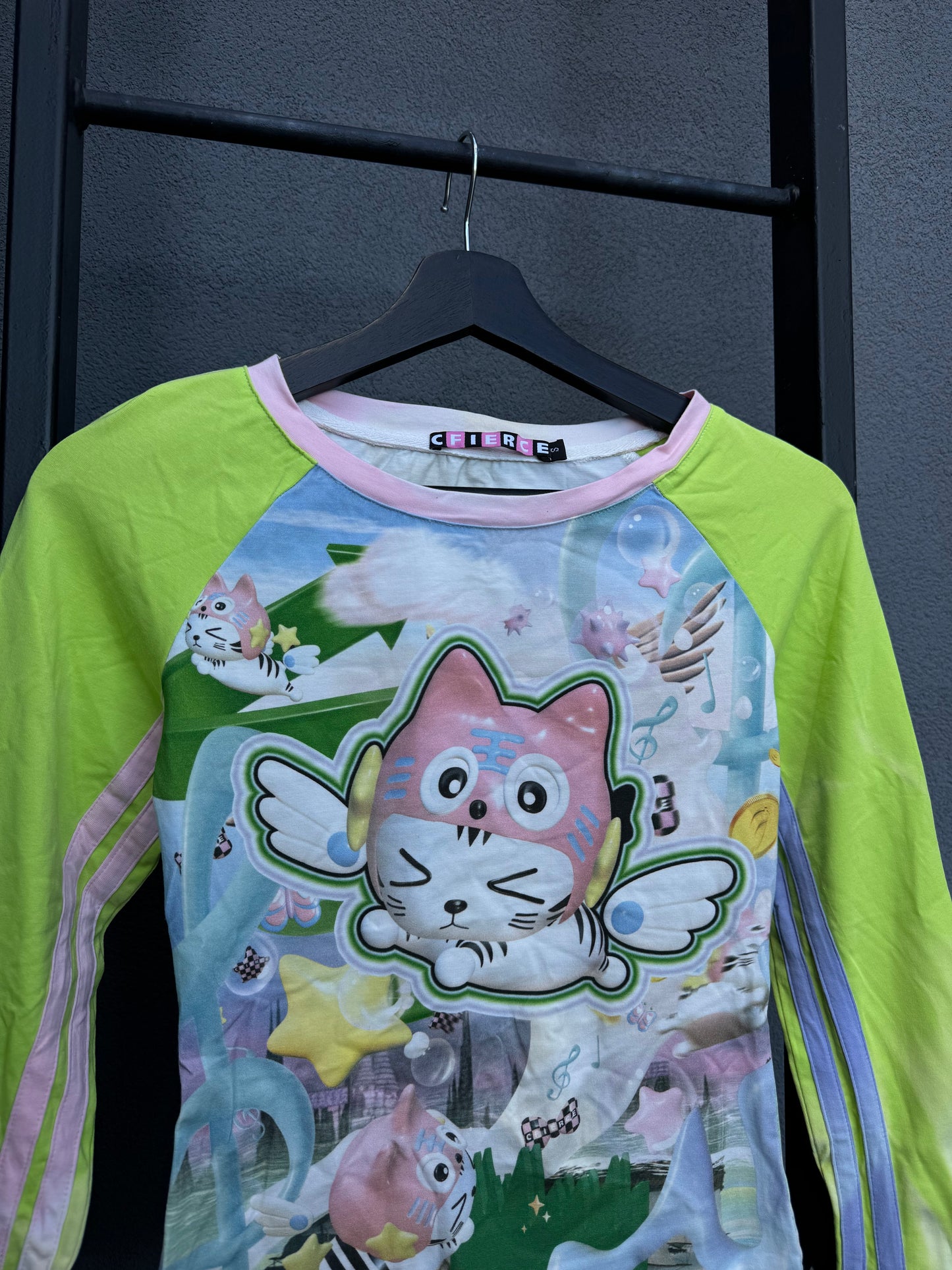 Japanese Brand Cyber Y2K All Over Print Longsleeve [S/M]