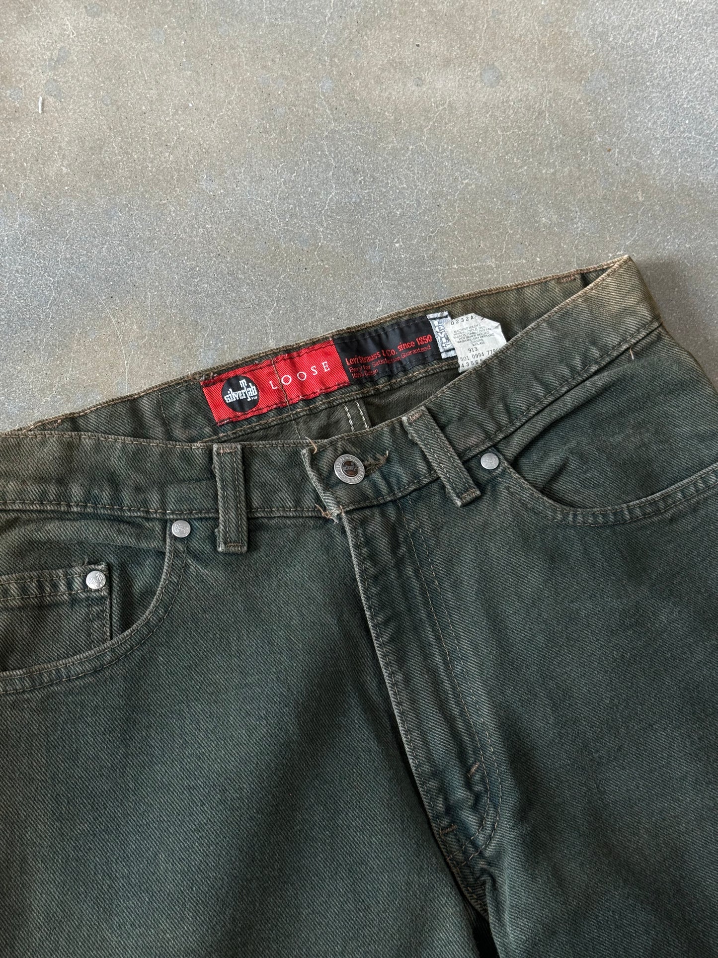 Vintage 1990s Levis Silver Tab Moss Green Jeans [30x34]