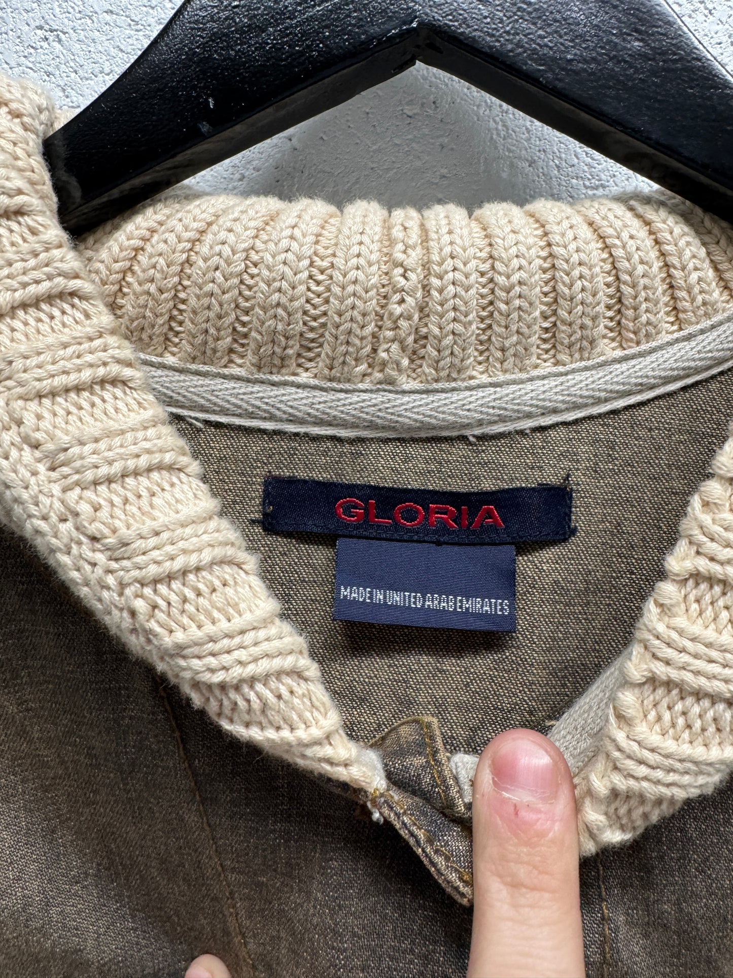 Y2K 2000s Denim Jacket w/ Knit Hood [L]