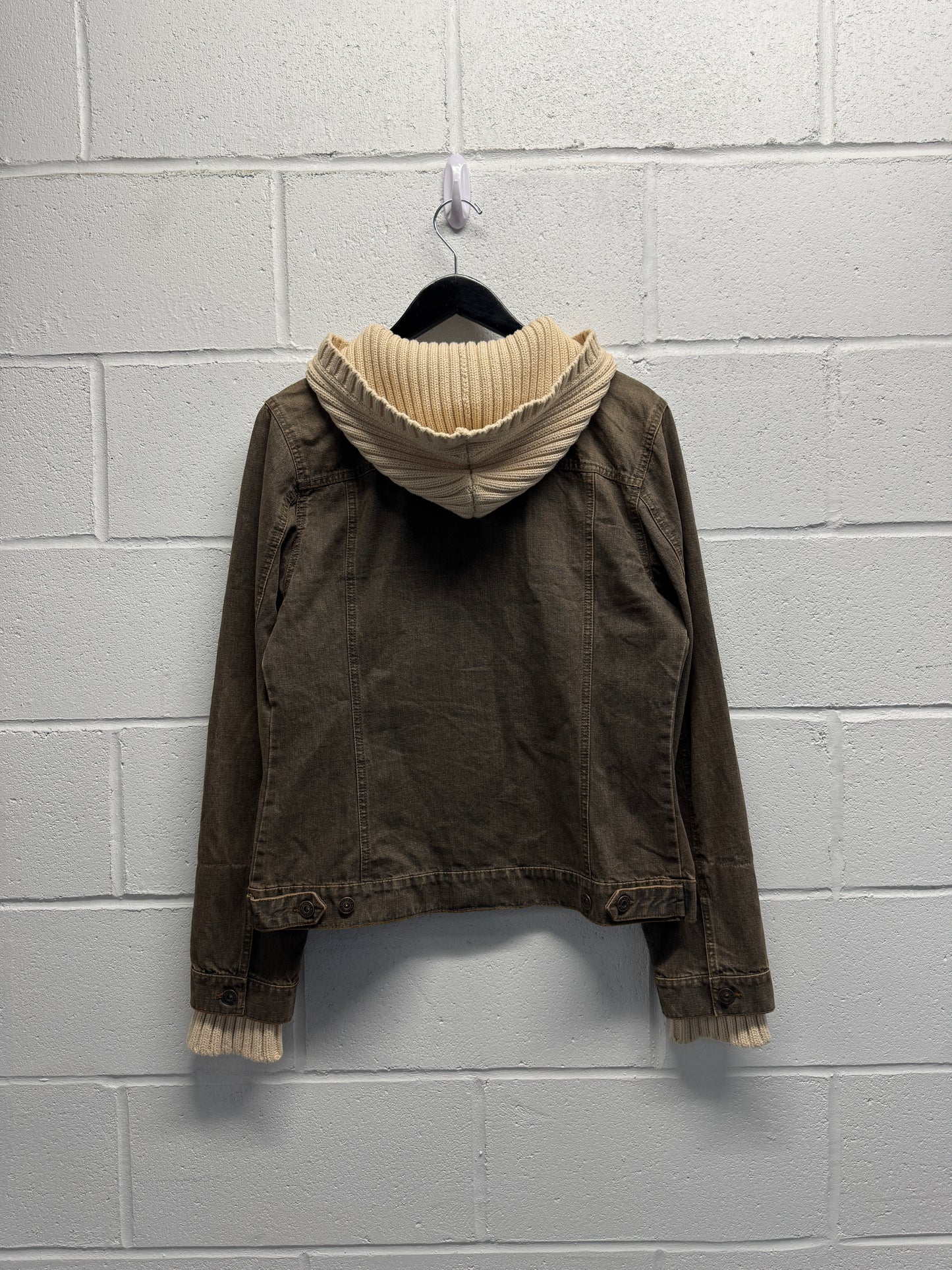 Y2K 2000s Denim Jacket w/ Knit Hood [L]
