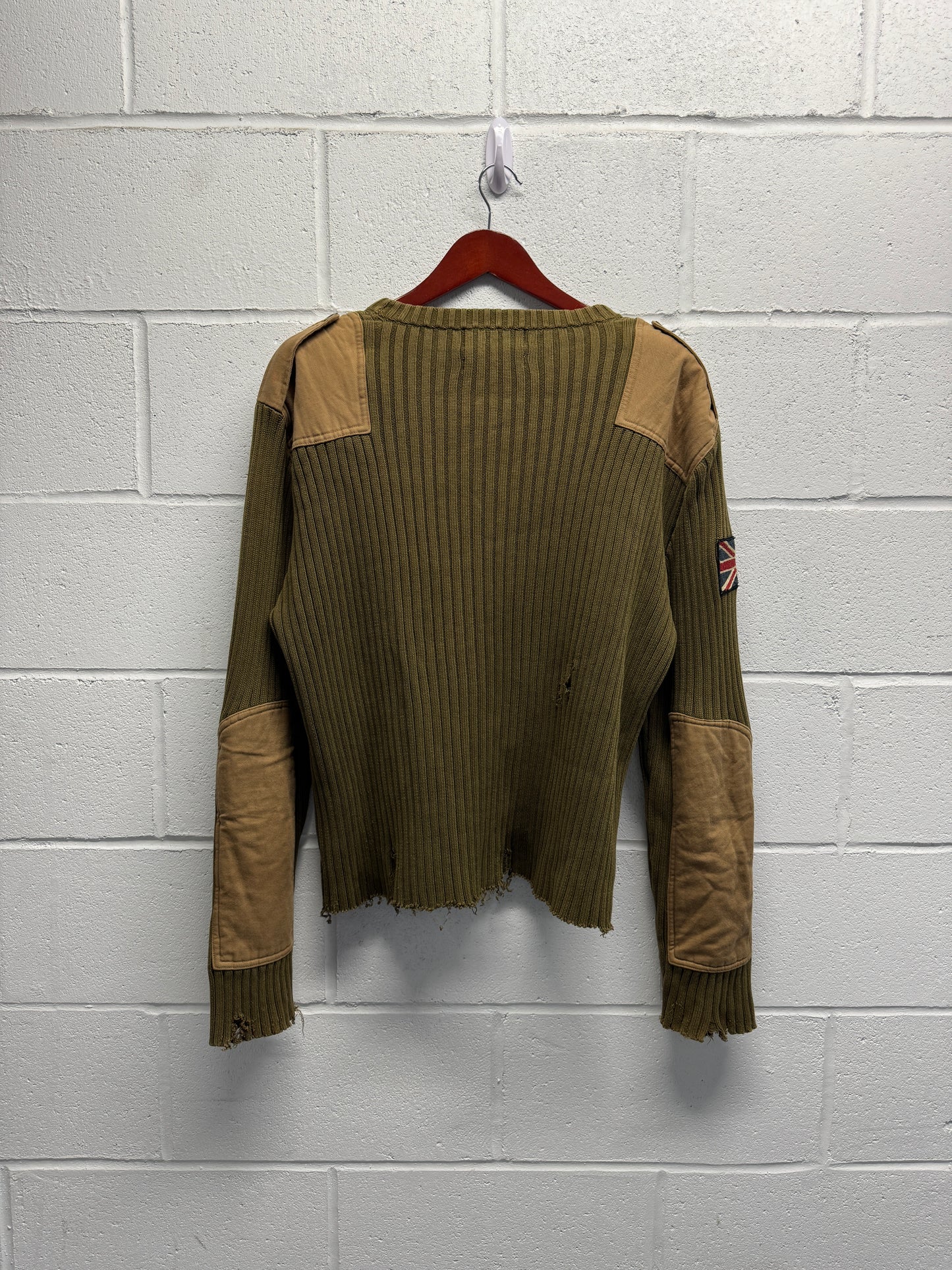 Y2K 2000s Distressed Polo Sweater w/ Union Jack Patch [XL]
