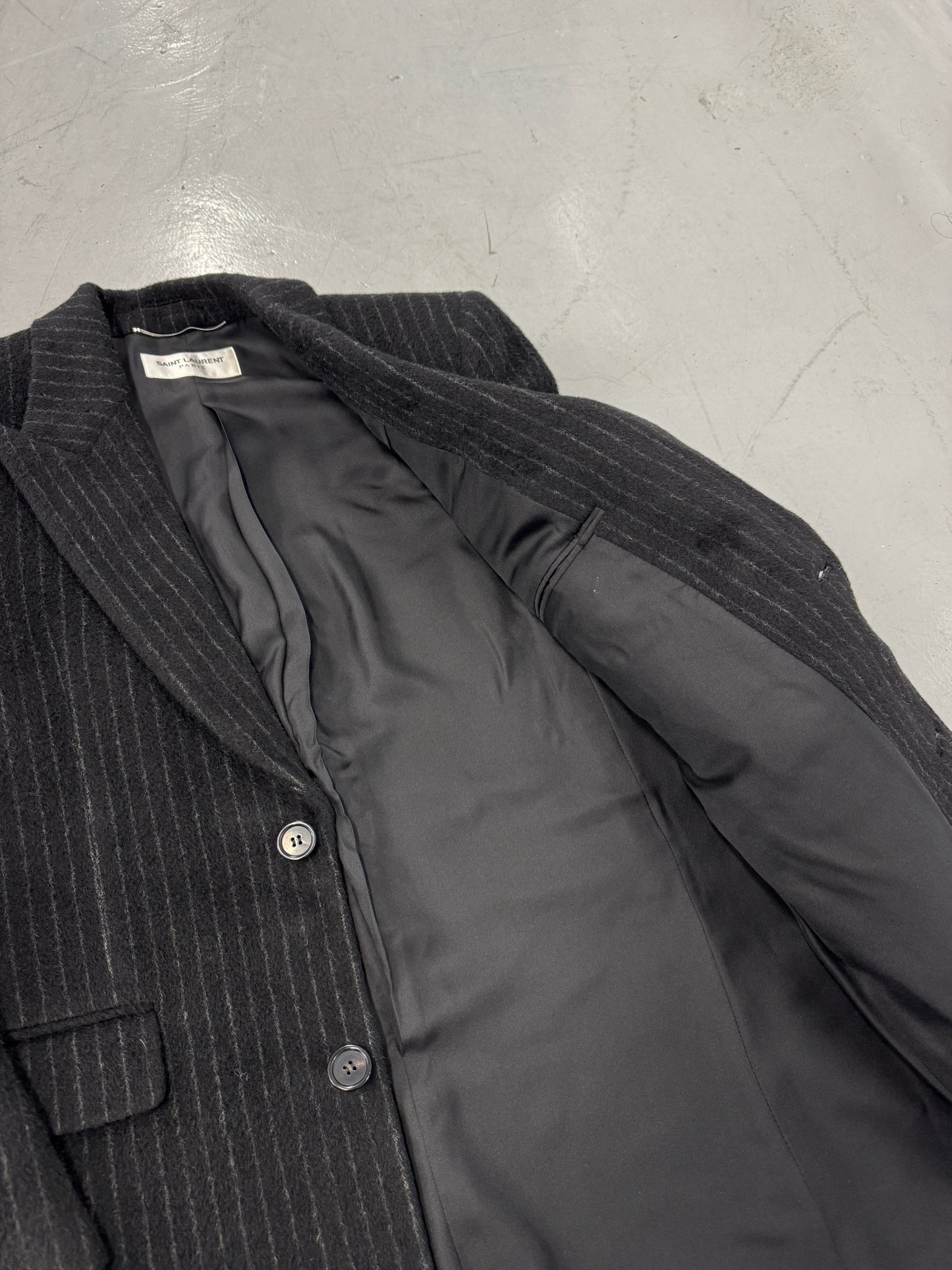 Saint Laurent 2023 Striped Wool Overcoat [50]