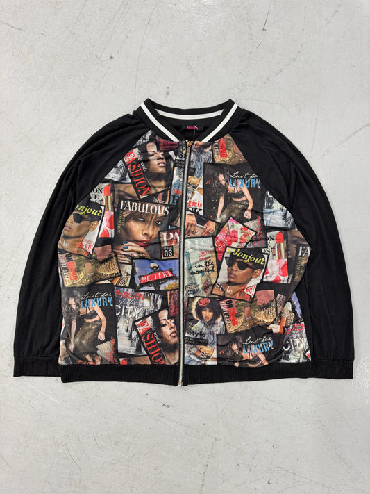 1990s Magazine Cover Zip-Up Jacket [XL]