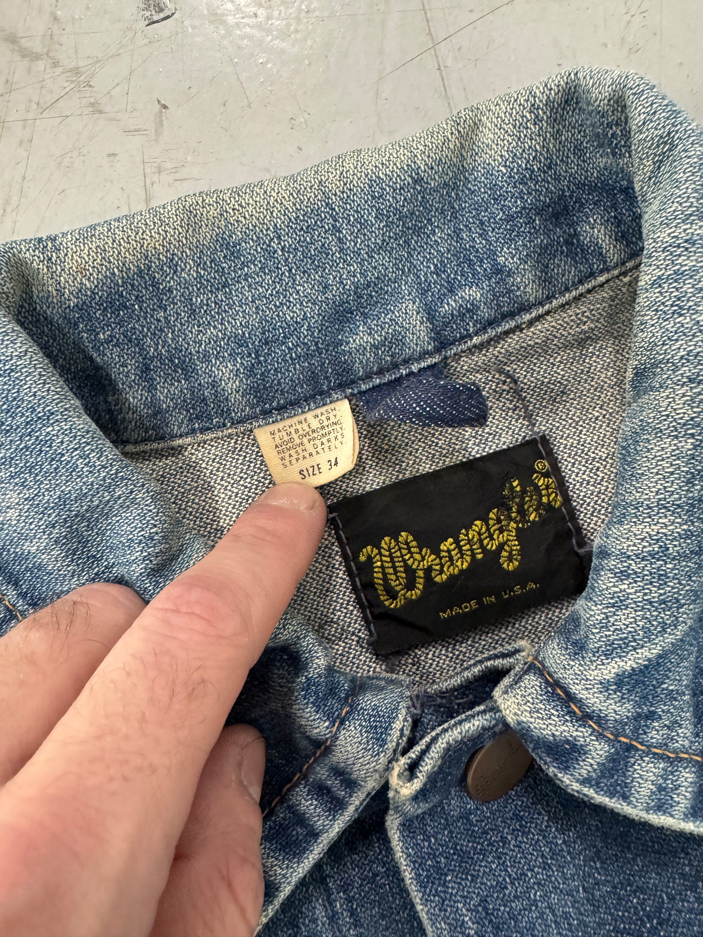 1980s Faded Wrangler Denim Trucker Jacket [S/M]