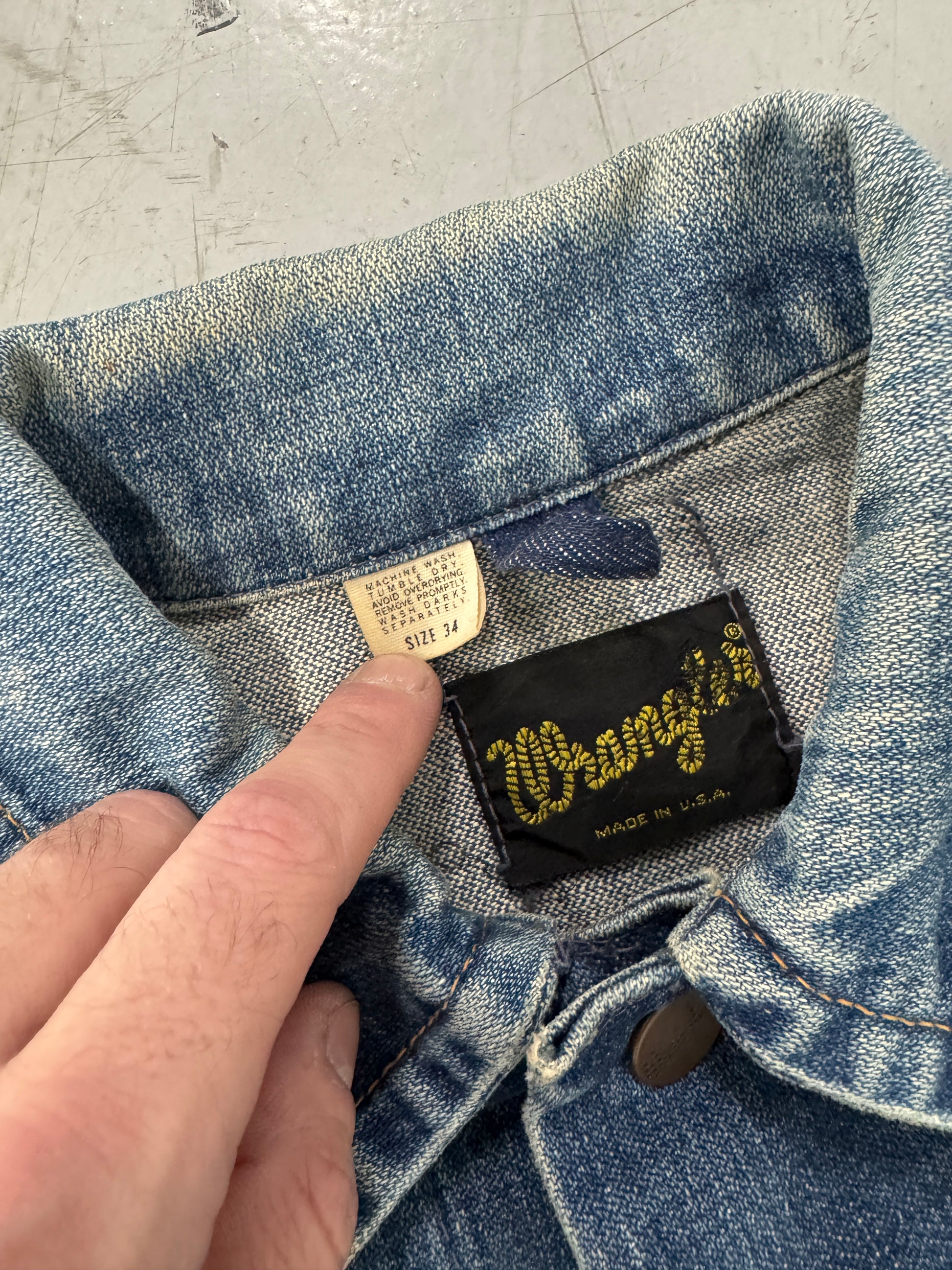 1980s Faded Wrangler Denim Trucker Jacket [S/M]