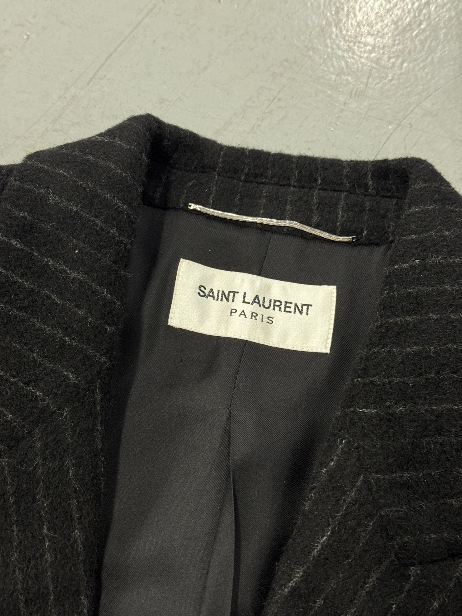 Saint Laurent 2023 Striped Wool Overcoat [50]