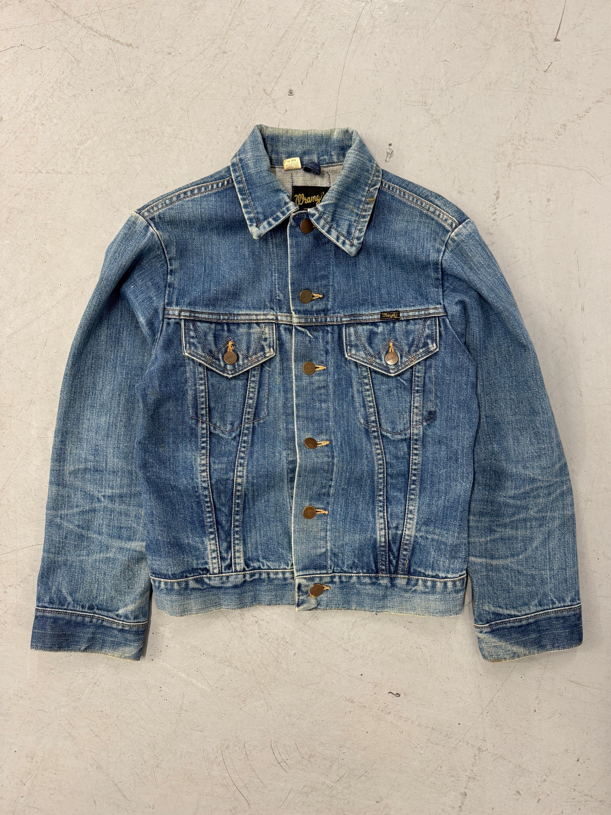 1980s Faded Wrangler Denim Trucker Jacket [S/M]