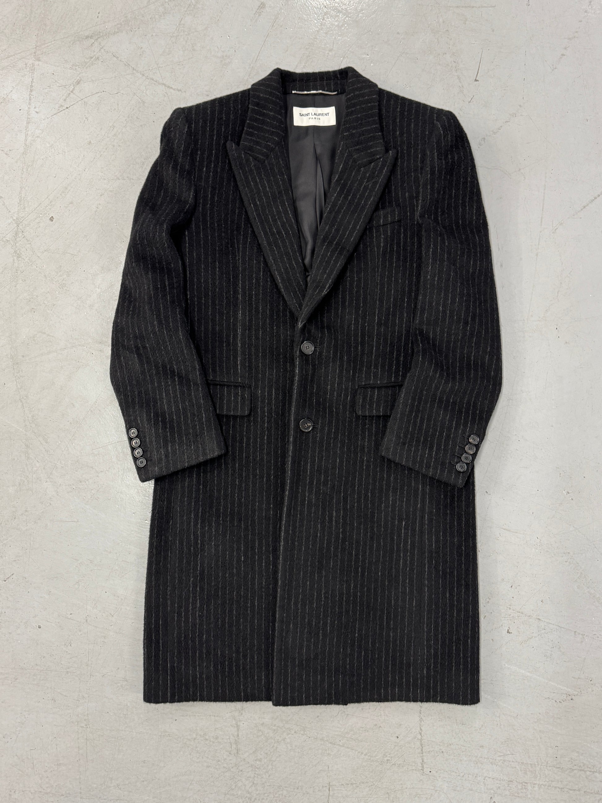 Saint Laurent 2023 Striped Wool Overcoat [50]