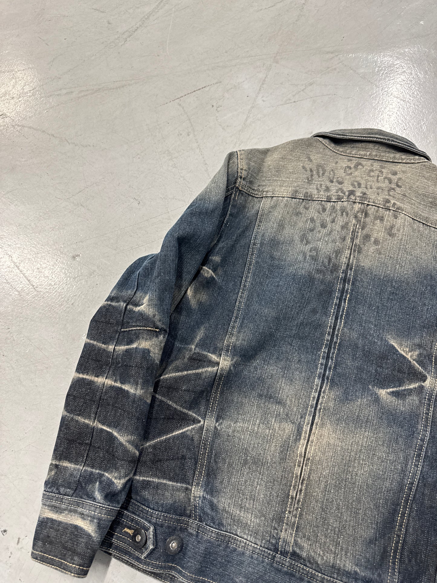 Growth by In The Attic Faded Cheetah Print Denim Jacket [L]