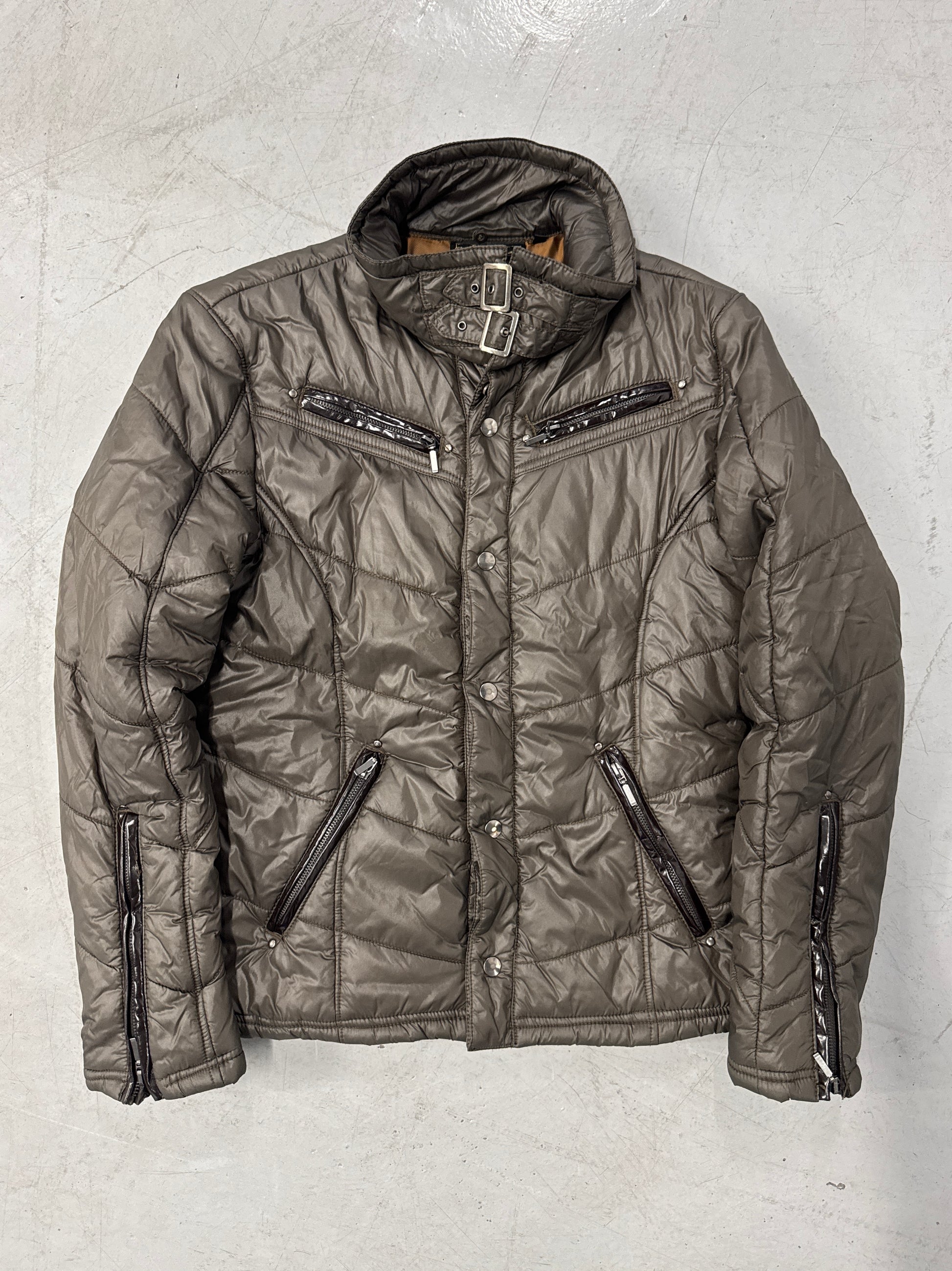 In The Attic Homme Leather Accent Puffer Jacket [2]