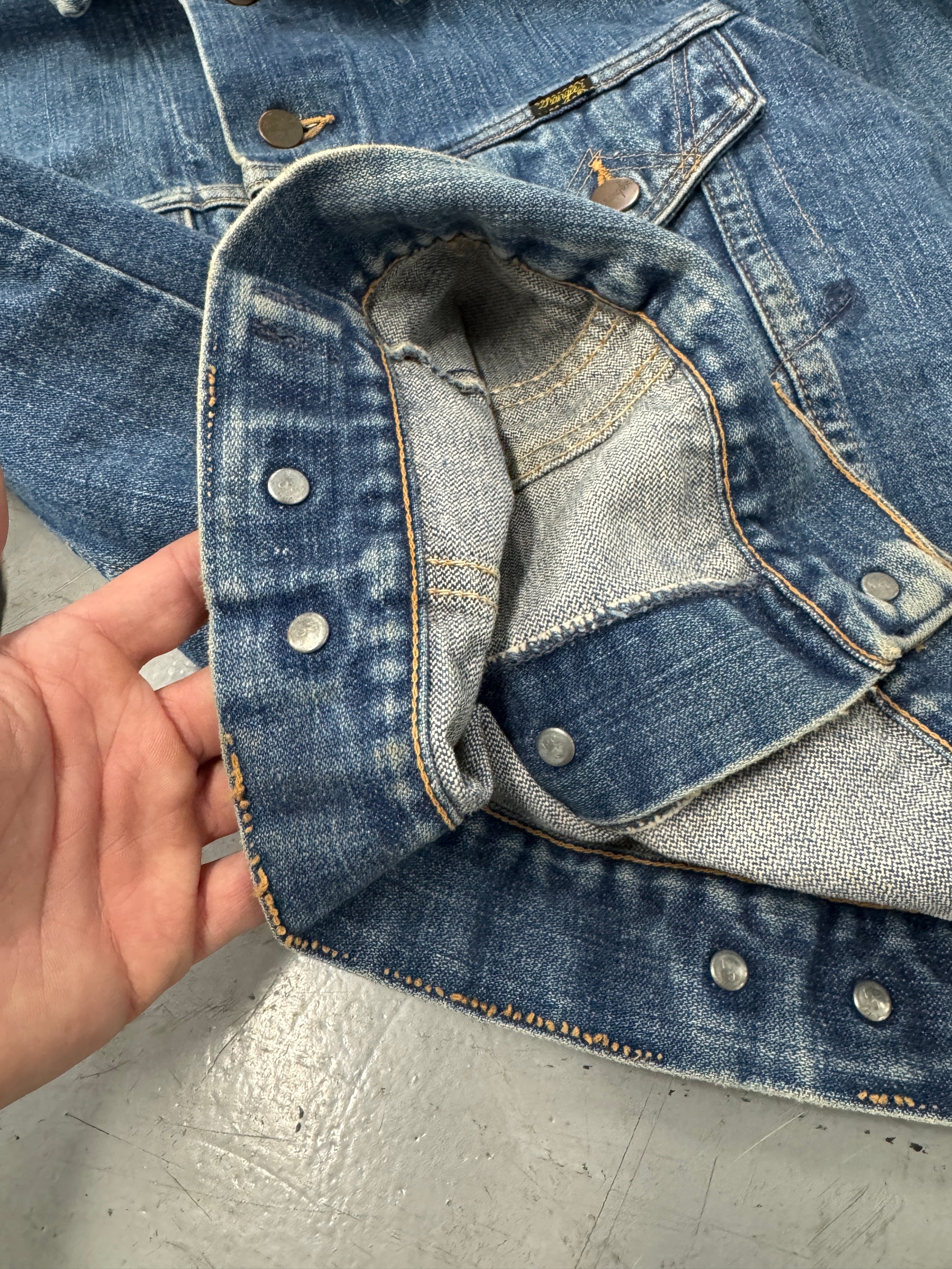1980s Faded Wrangler Denim Trucker Jacket [S/M]
