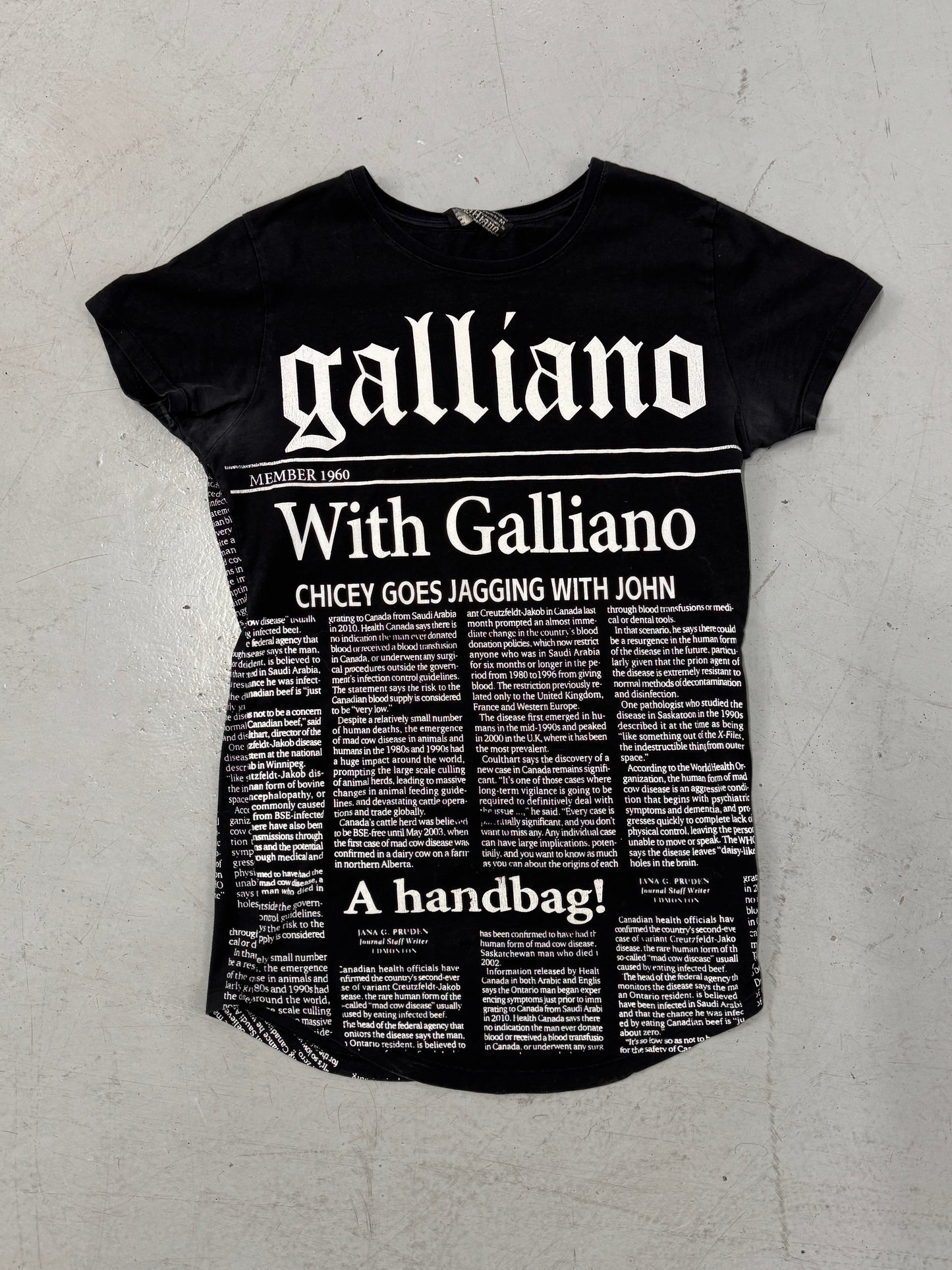 2000s Galliano Newspaper Print T-Shirt [M]