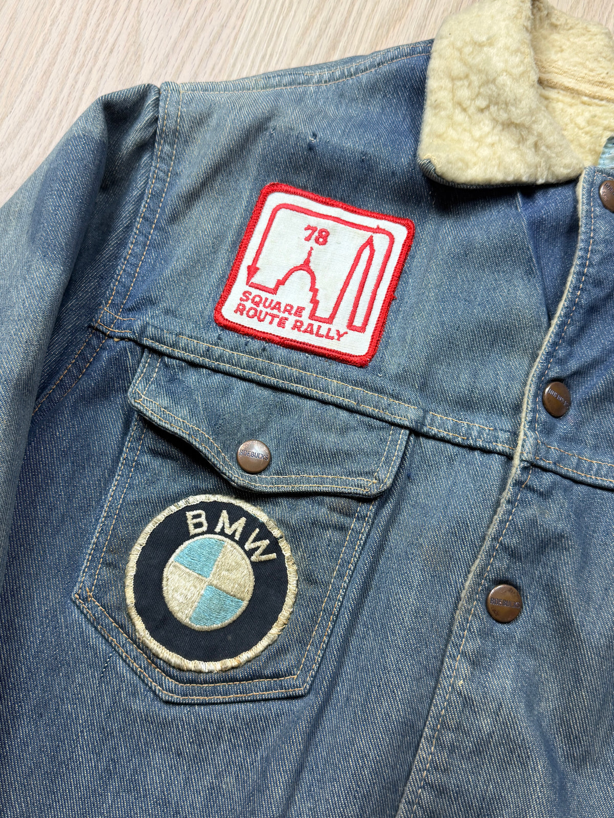 1960s BMW Patcha Sherpa Lined Denim Jacket [M/L]
