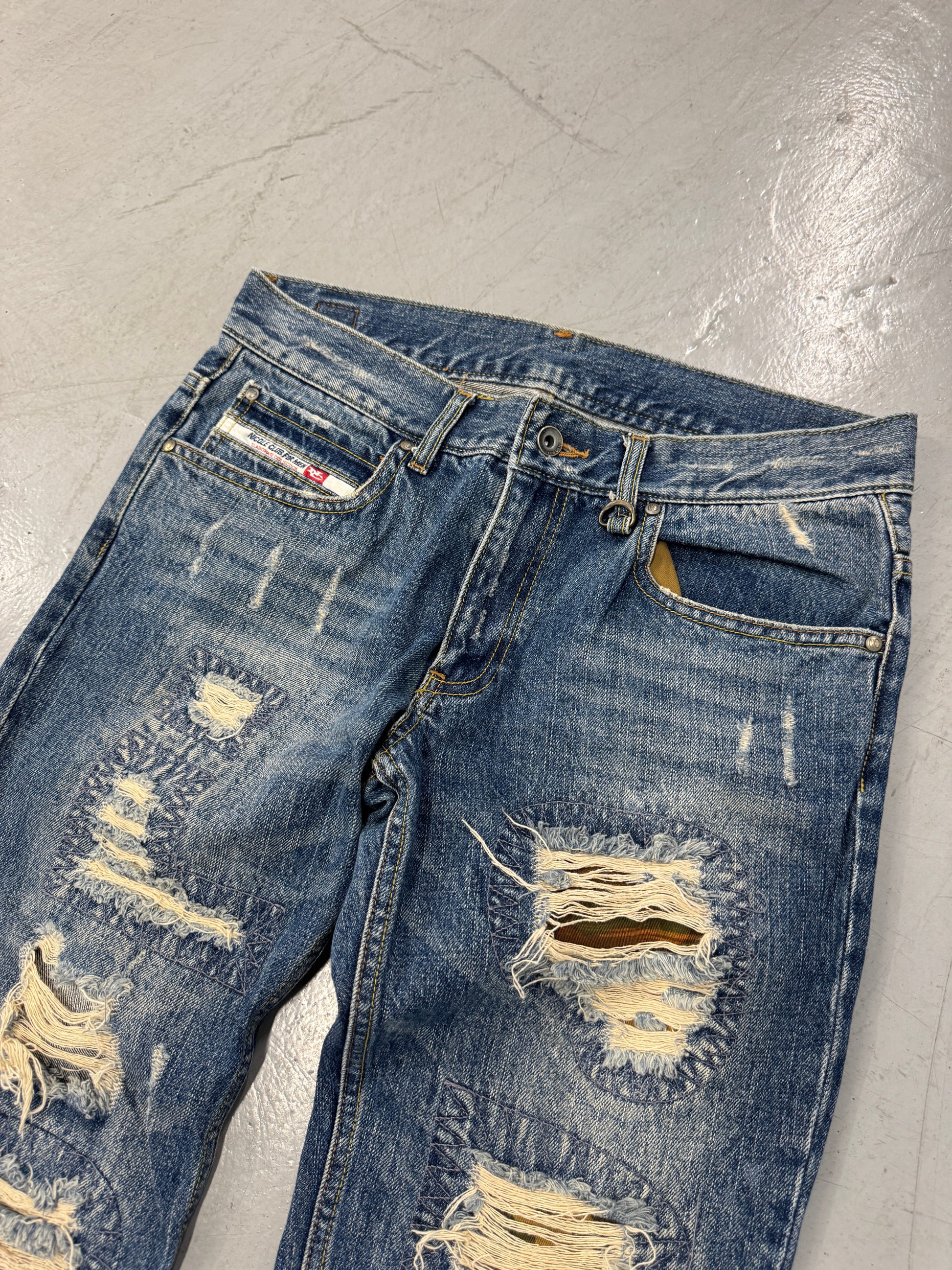 Nicole Club For Men Distressed Straight Leg Denim w/ Camo [32]