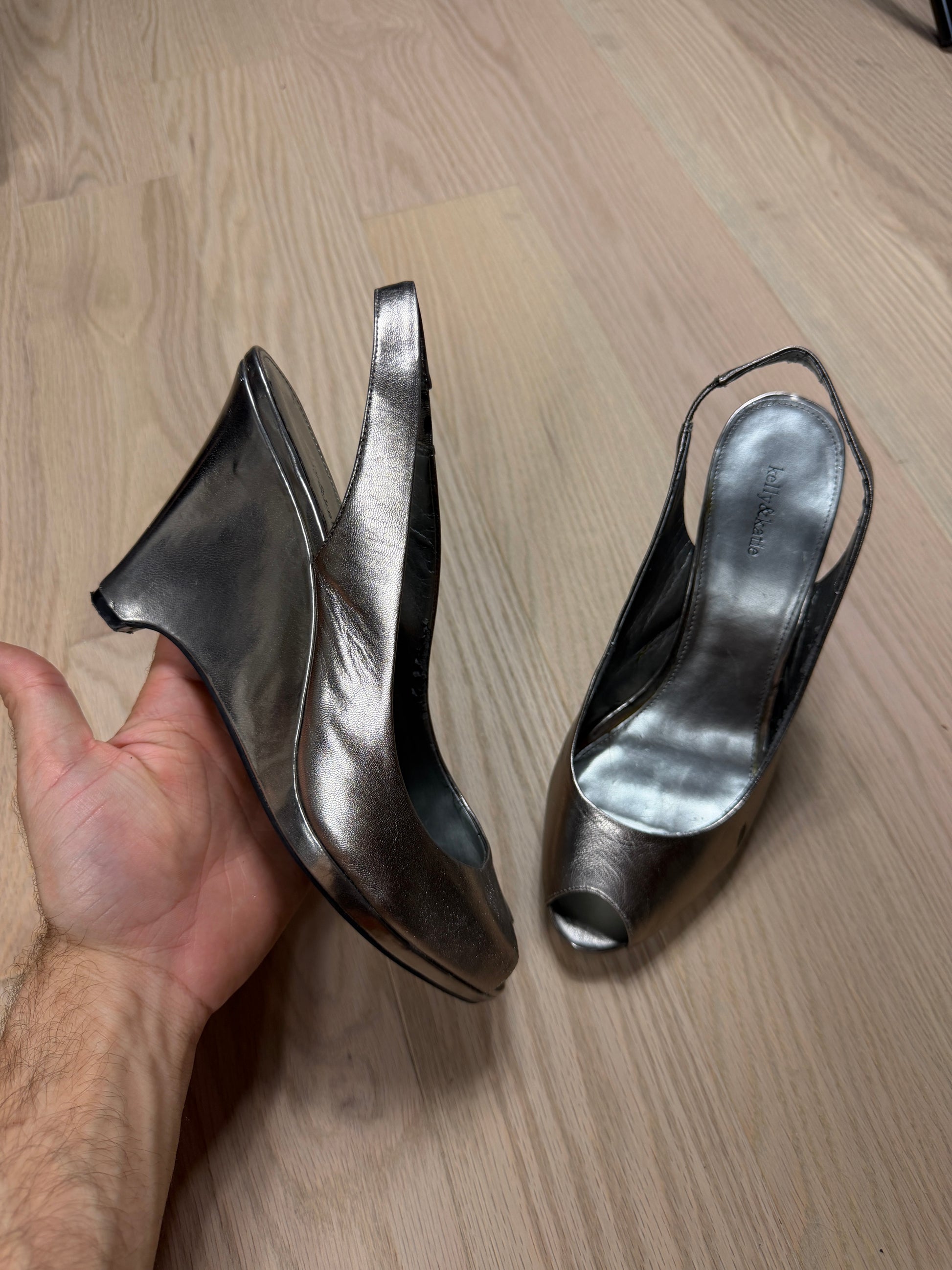 2000s Kelly&amp;Katie Silver Platform Heels [7.5]