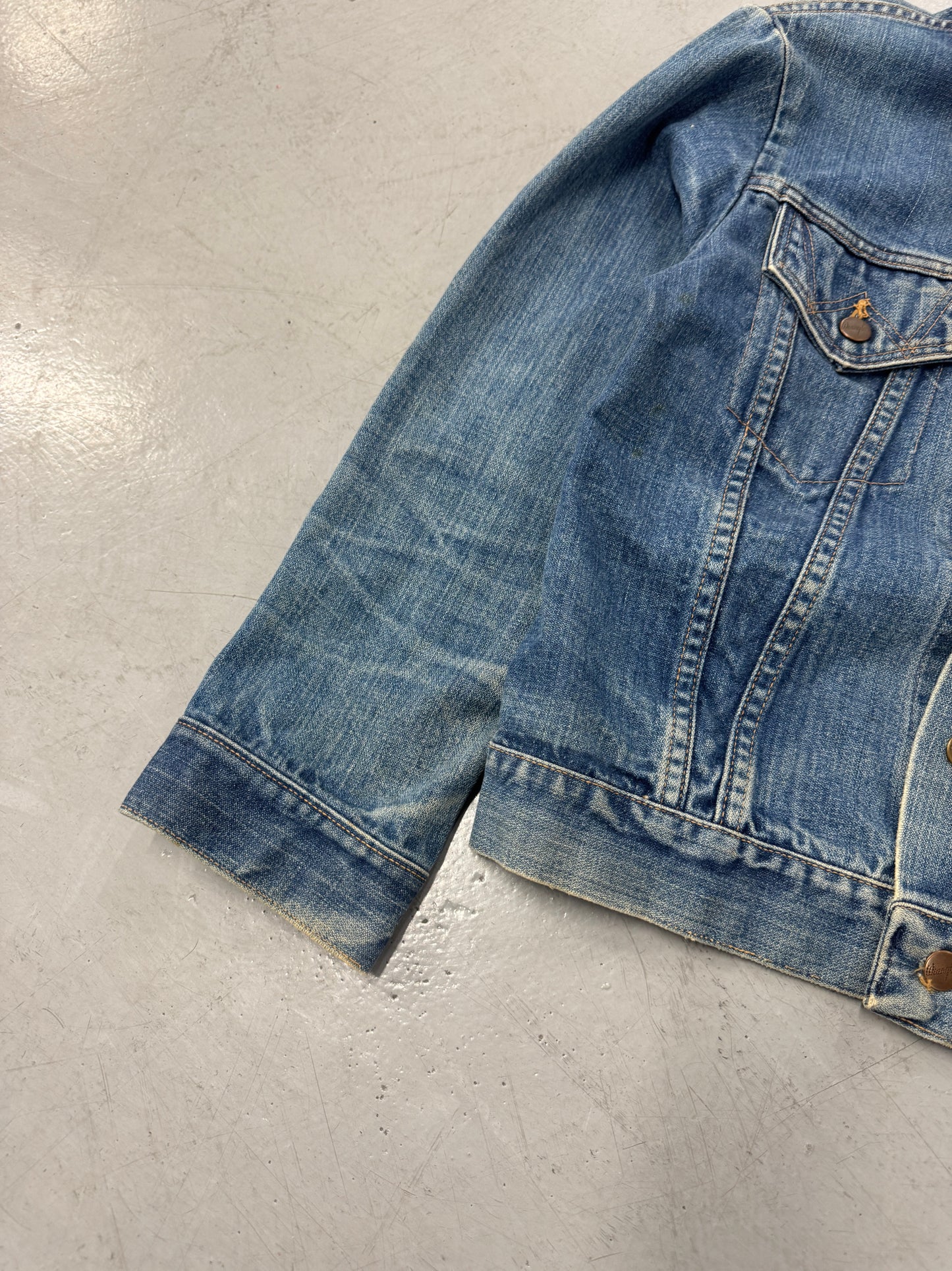 1980s Faded Wrangler Denim Trucker Jacket [S/M]