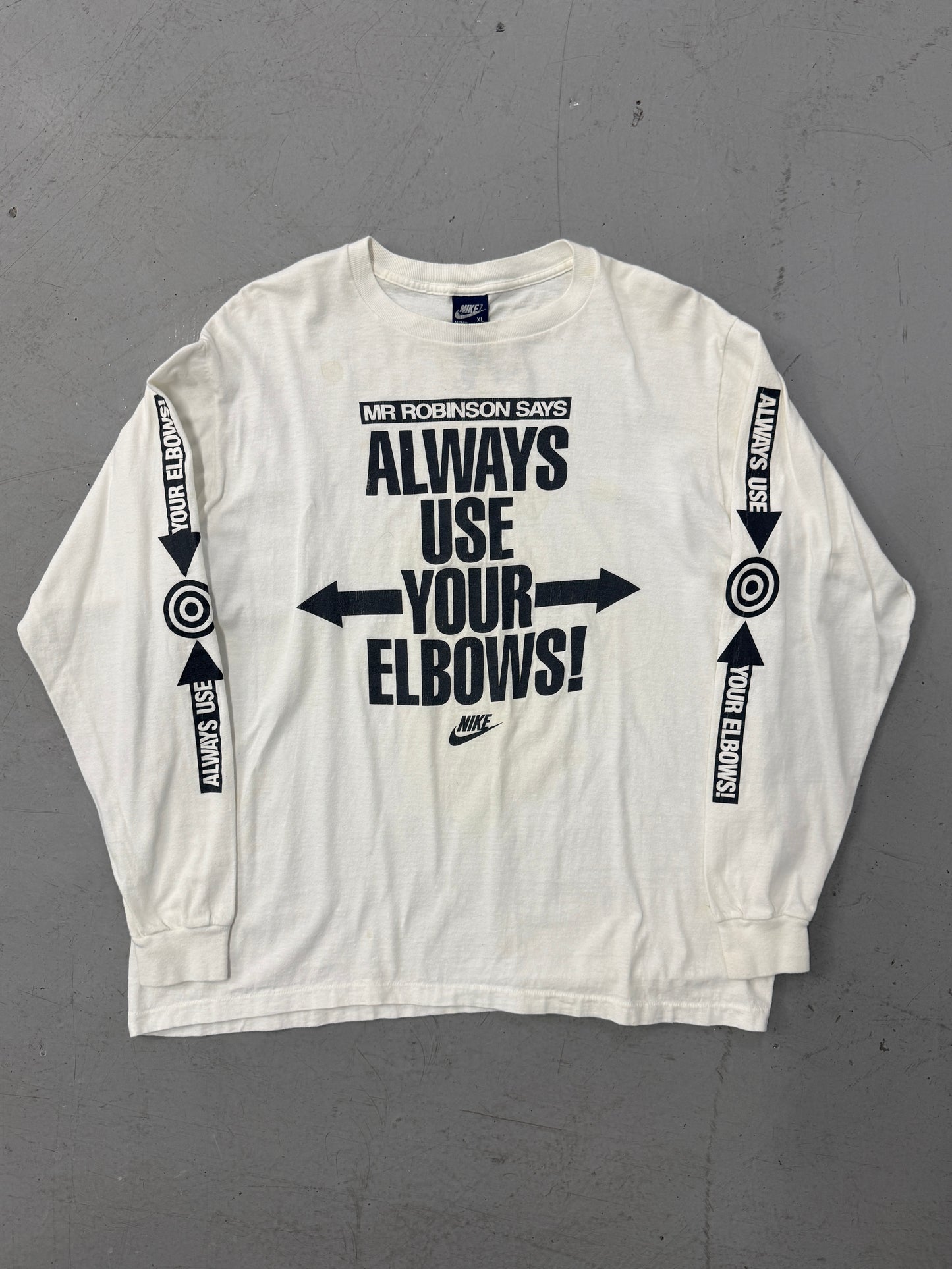 1990s Mr. Robinson "Use Your Elbows" Longsleeve T-Shirt [XL]