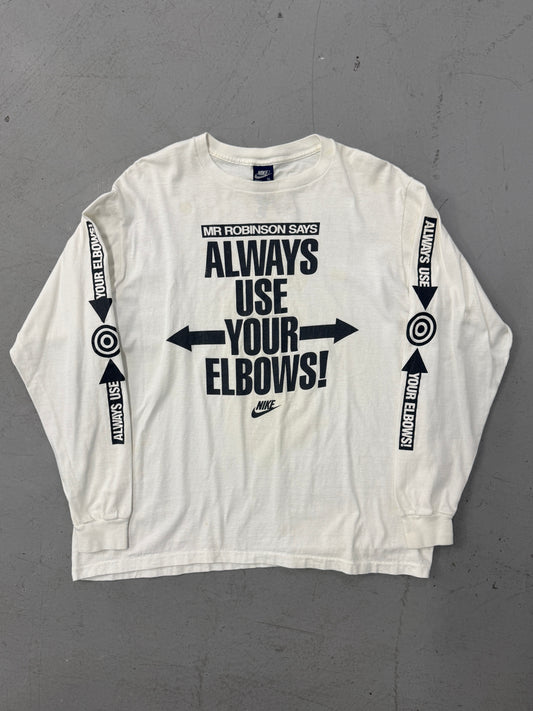 1990s Mr. Robinson "Use Your Elbows" Longsleeve T-Shirt [XL]