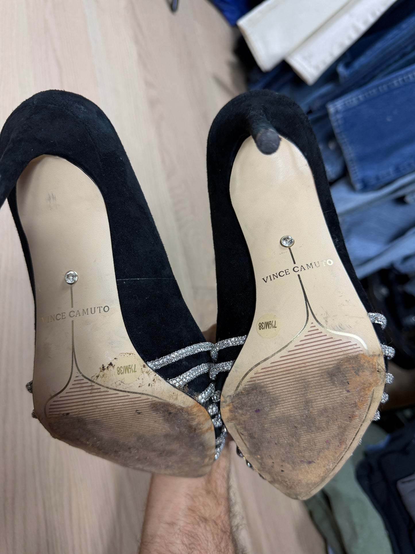 2000s Vince Camuto Glitter Ribbon Cap Heels [38]