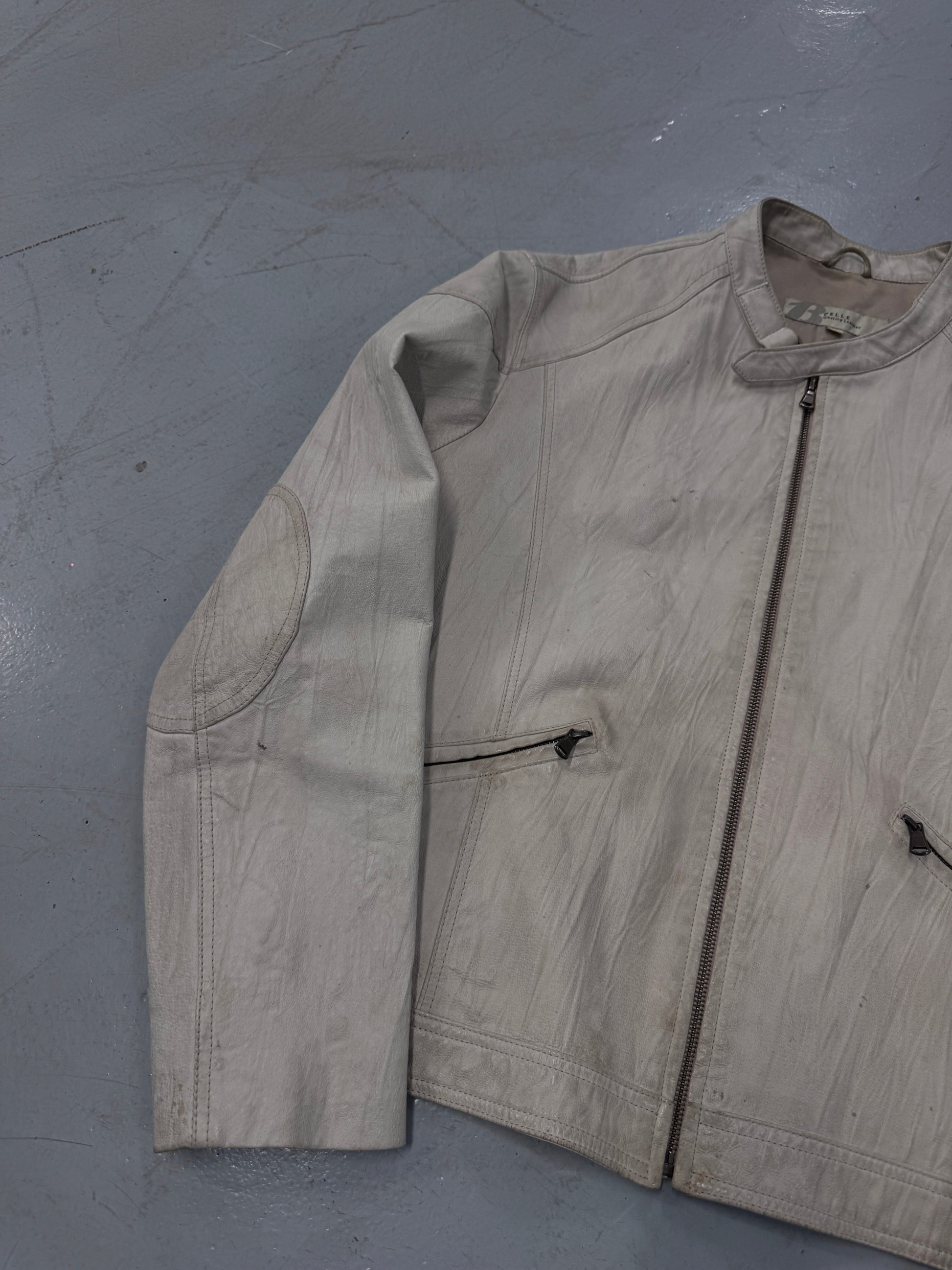 2000s White Cropped Leather Jacket [52]