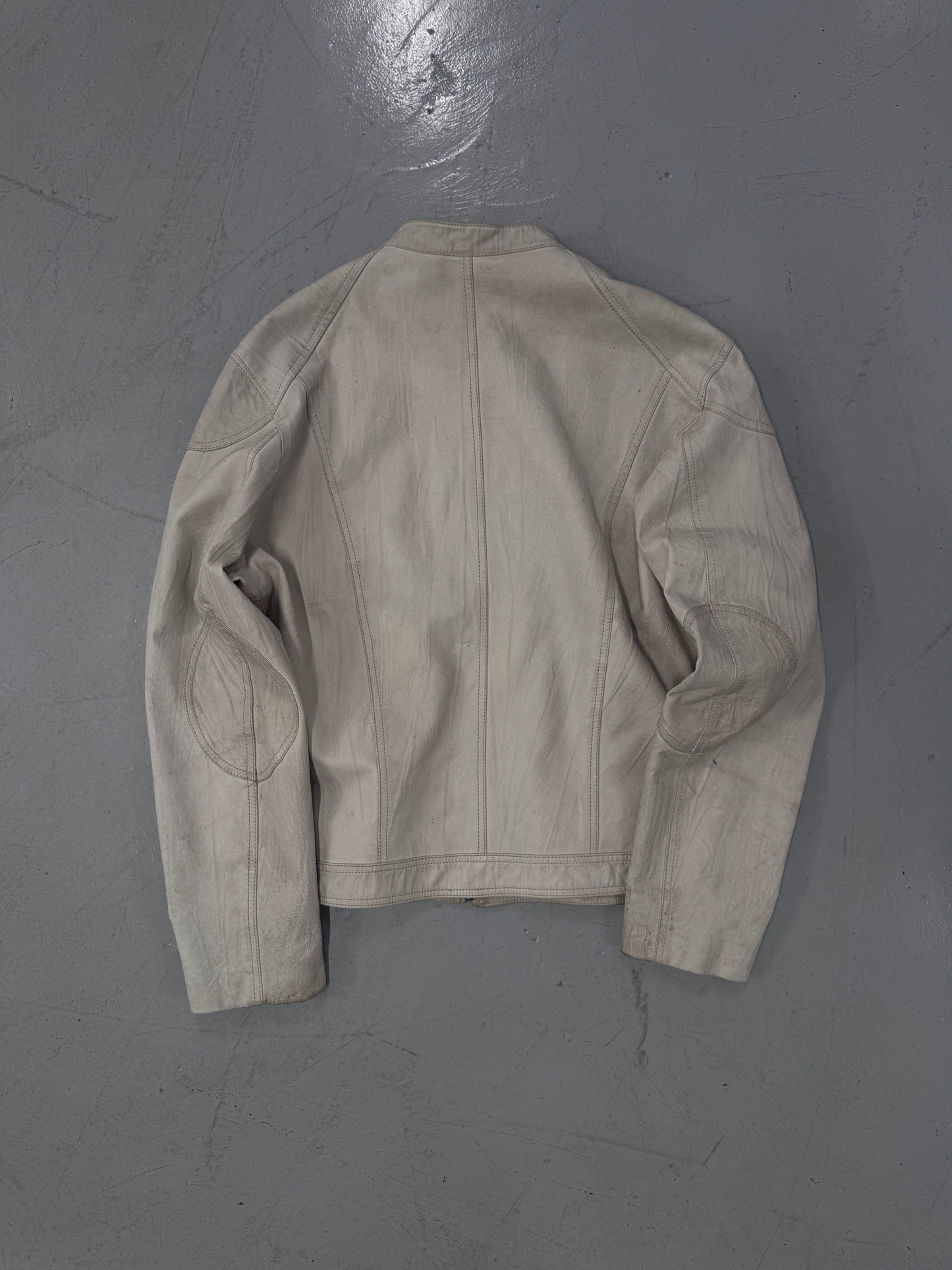 2000s White Cropped Leather Jacket [52]