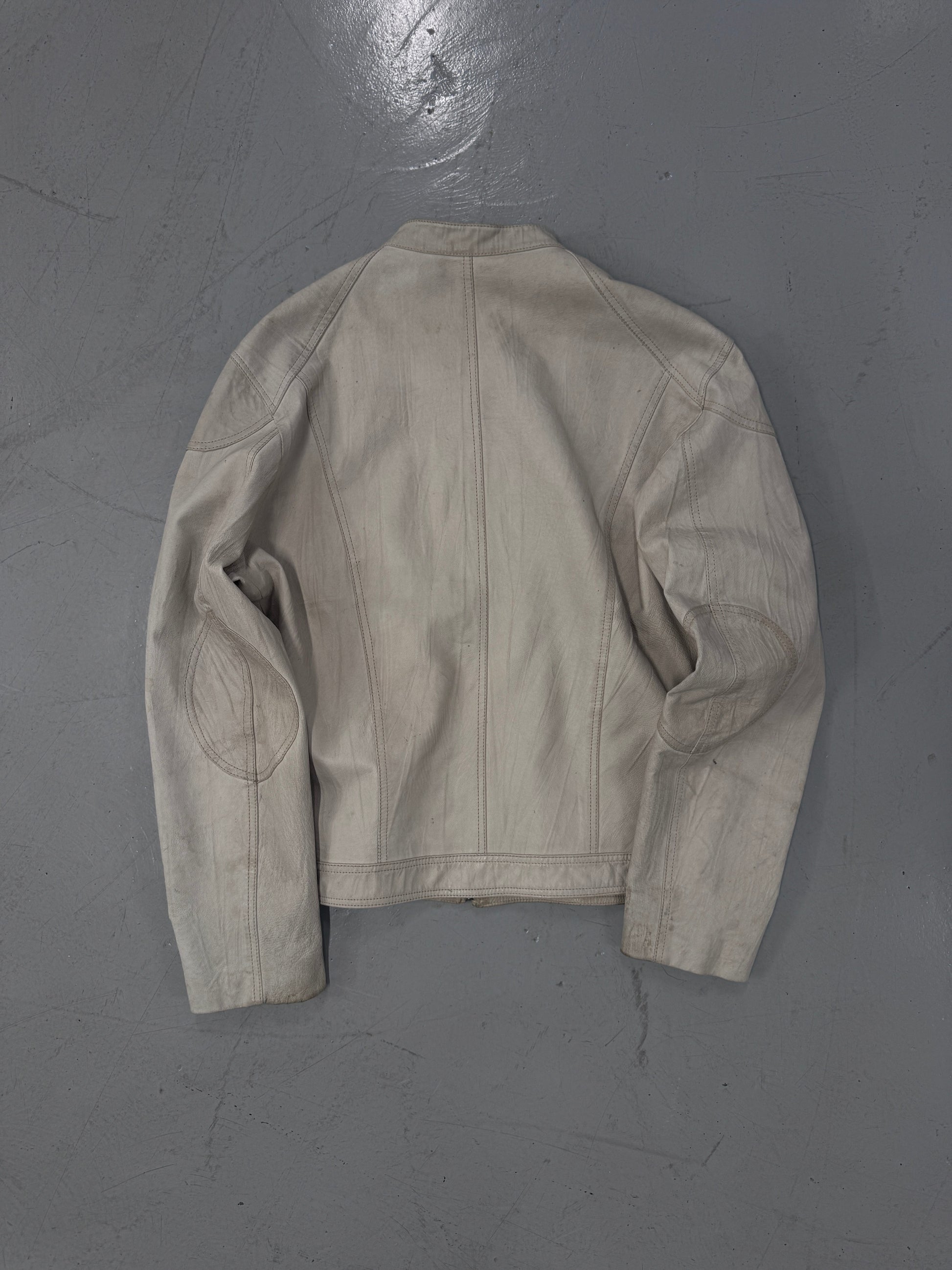 2000s White Cropped Leather Jacket [52]