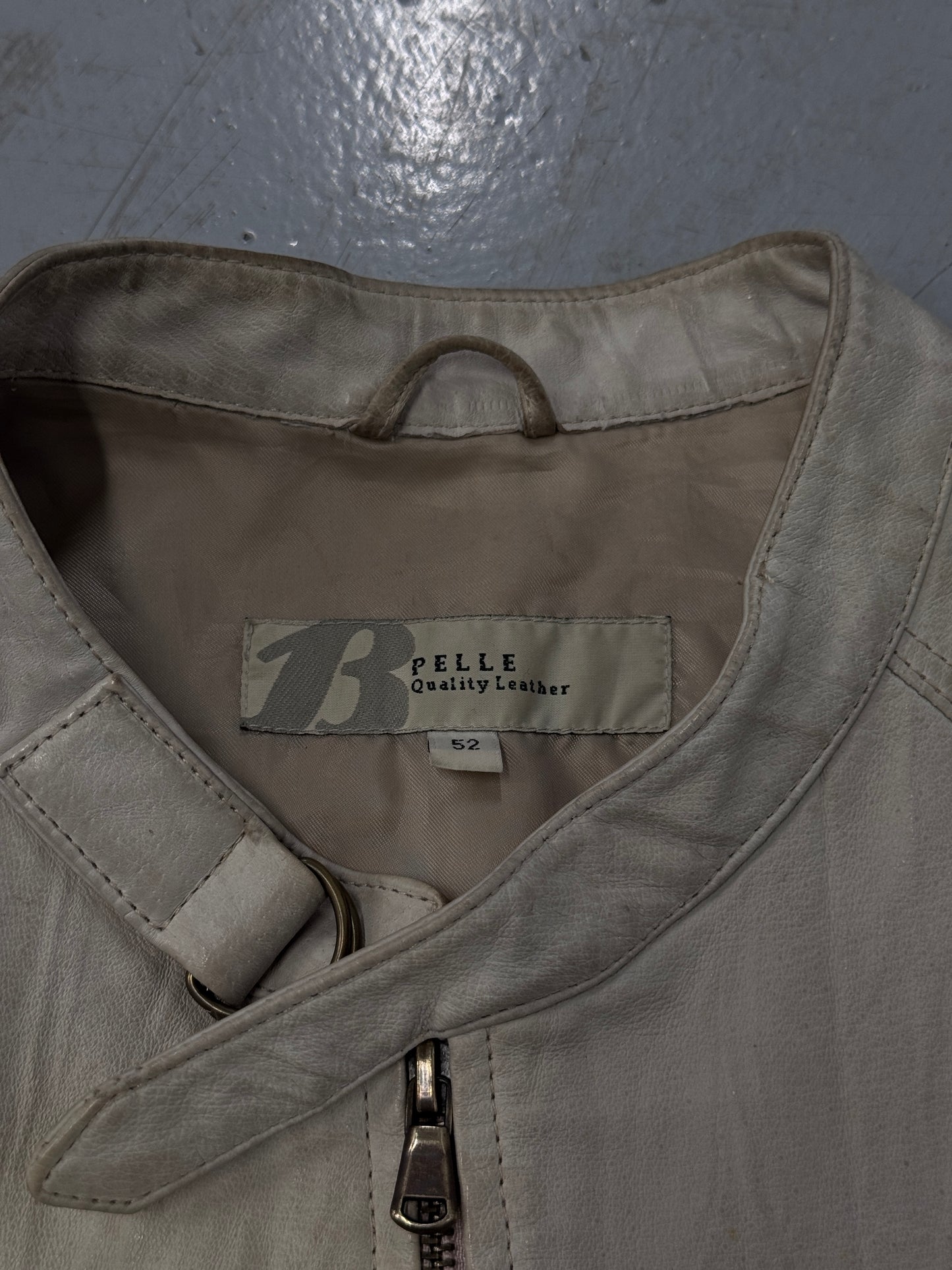 2000s White Cropped Leather Jacket [52]