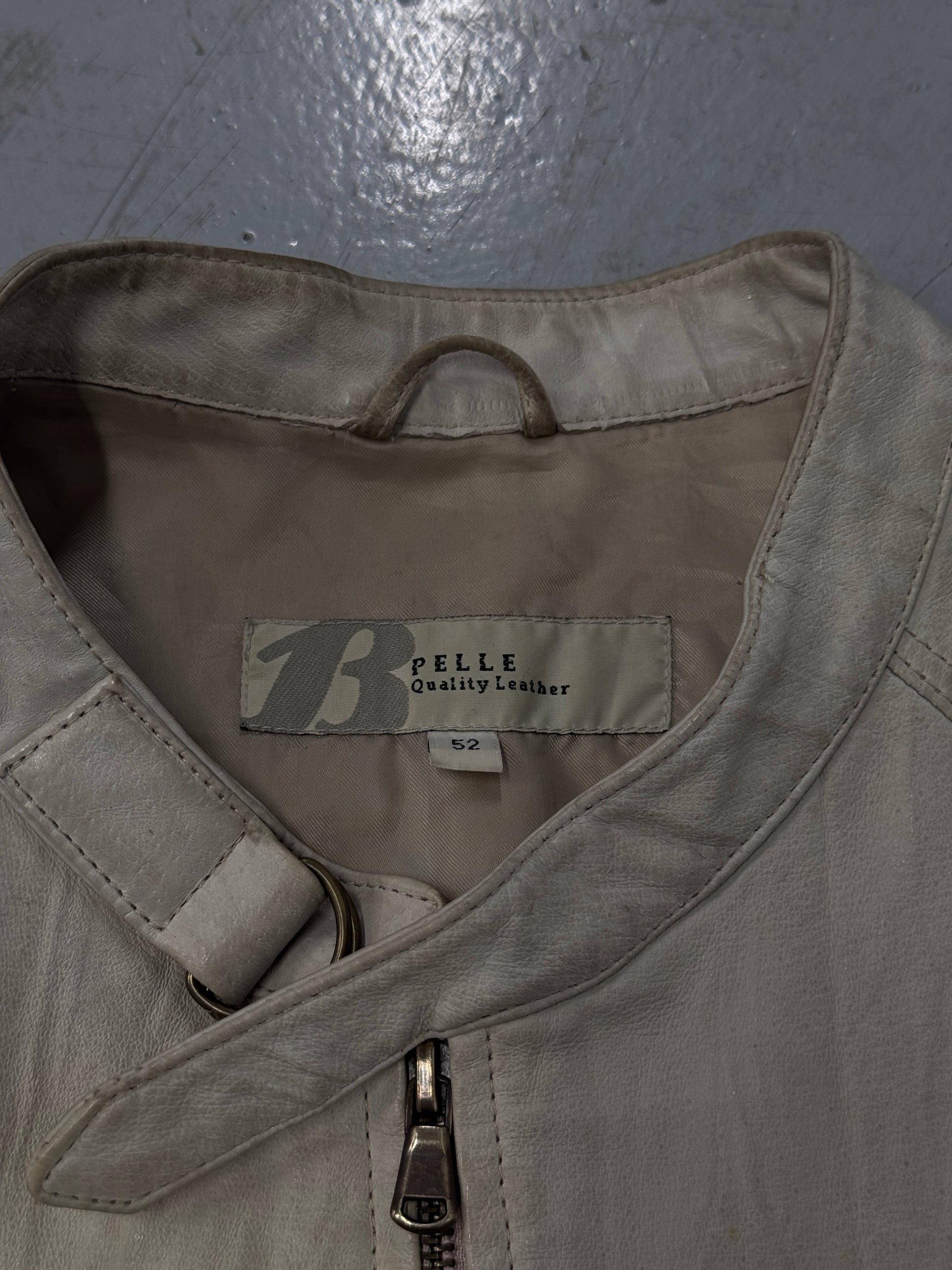 2000s White Cropped Leather Jacket [52]