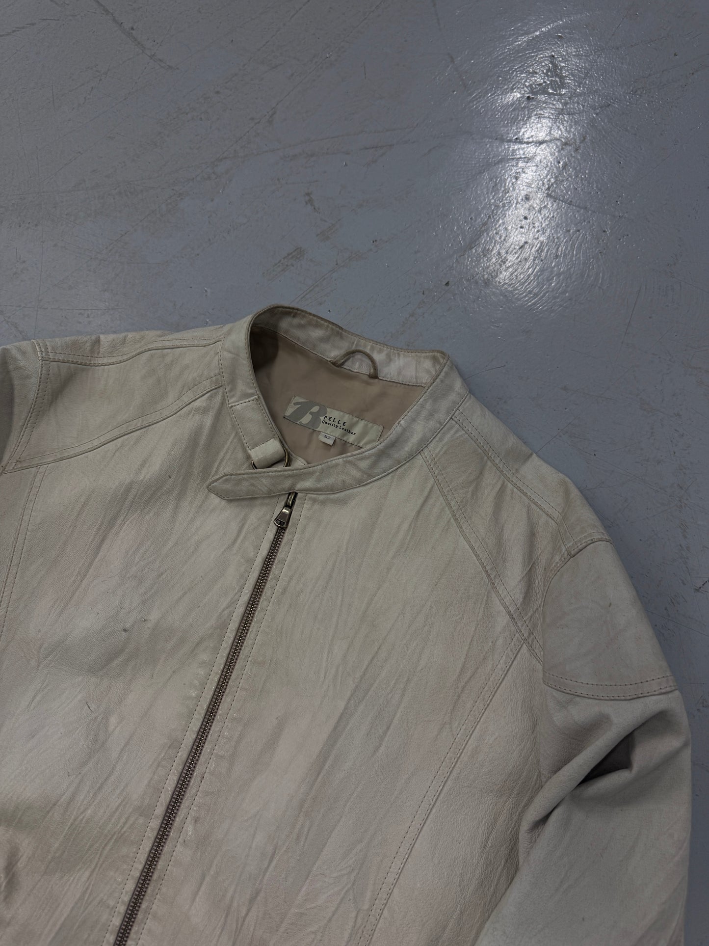 2000s White Cropped Leather Jacket [52]